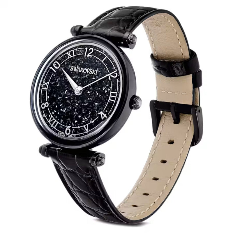 Swarovski Crystalline Wonder 5664311 analog damklocka med svart urtavla och armband i skinn