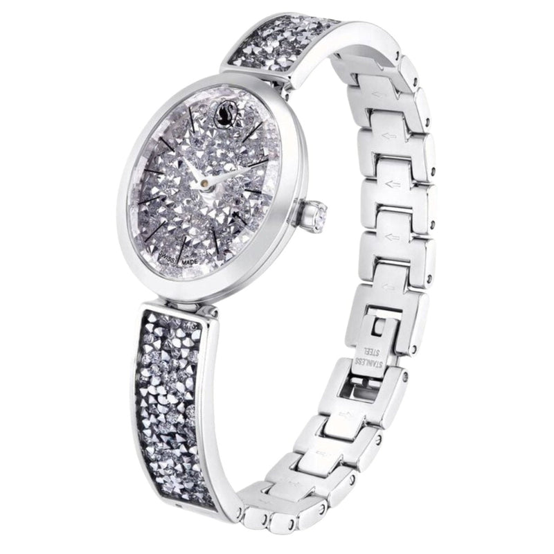Swarovski Crystal Rock Oval 5656881 analog damklocka med silver urtavla och armband i rostfritt stål