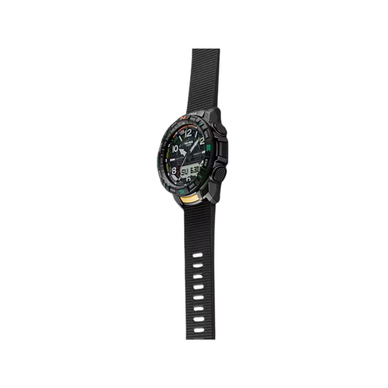 Casio Pro Trek PRT-B50-1ER ana-digi herrklocka med svart urtavla och armband i resin