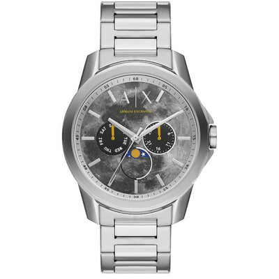 Armani Exchange Banks AX1736 analog herrklocka med grå urtavla och armband i rostfritt stål