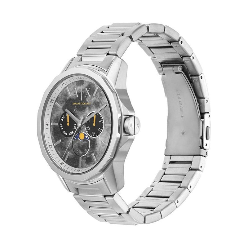 Armani Exchange Banks AX1736 analog herrklocka med grå urtavla och armband i rostfritt stål