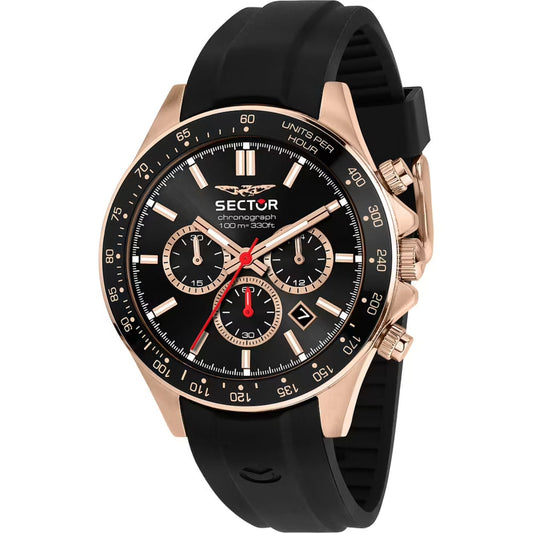 Sector 230 R3271661029 analog herrklocka med svart urtavla och armband i gummi