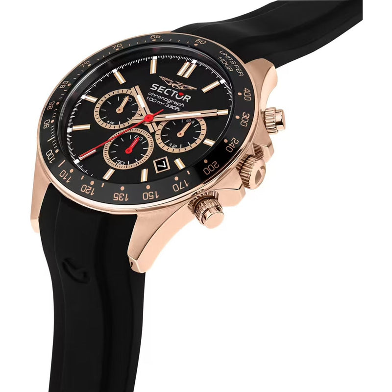 Sector 230 R3271661029 analog herrklocka med svart urtavla och armband i gummi