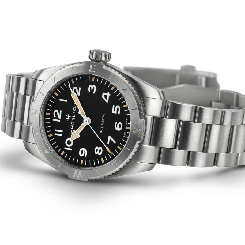 Hamilton Khaki Field Expedition Auto H70225130 analog herrklocka med svart urtavla och armband i rostfritt stål