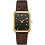 Bulova Tony Bennet 97B235 analog herrklocka med svart urtavla och armband i läder