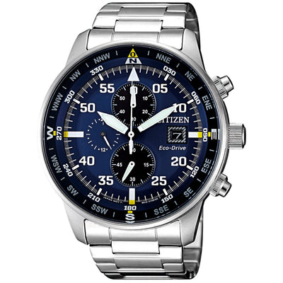 Citizen Classic CA0690-88L analog herrklocka med blå urtavla och armband i rostfritt stål