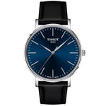 Tissot Everytime T143.410.16.041.00 analog unisexklocka med blå urtavla och armband i läder
