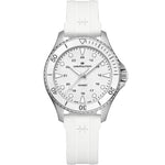 Hamilton Khaki Navy Scuba H82221310 analog unisexklocka med vit urtavla och armband i gummi