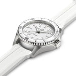 Hamilton Khaki Navy Scuba H82221310 analog unisexklocka med vit urtavla och armband i gummi
