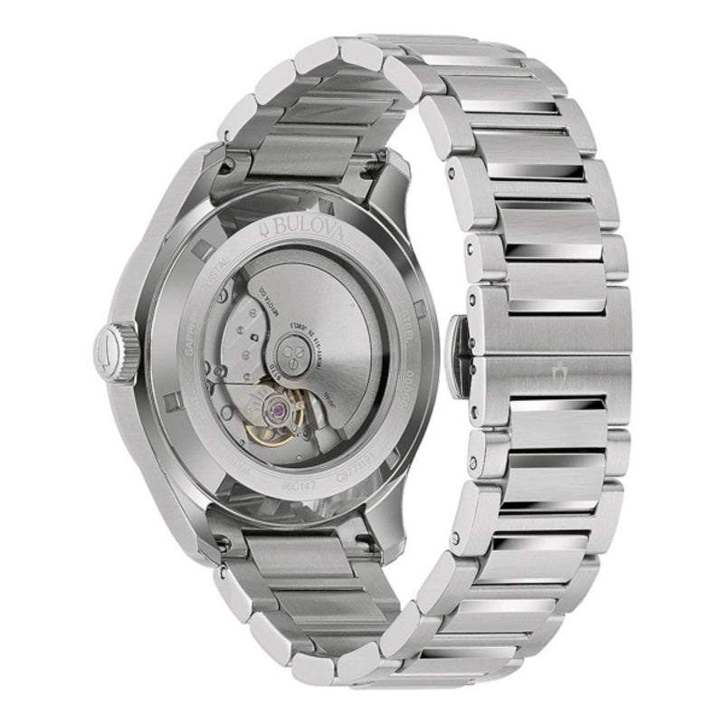 Bulova Wilton Power Reserve 96C147 analog herrklocka med blå urtavla och armband i rostfritt stål