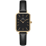 Daniel Wellington Quadro Pressed Sheffield Gold DW00100560 analog damklocka med svart urtavla och armband i läder