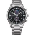 Citizen Eco Drive Chronograph CA7028-81E analog herrklocka med svart urtavla och armband i rostfritt stål