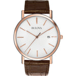 Bulova Classic 98H51 analog herrklocka med vit urtavla och armband i läder