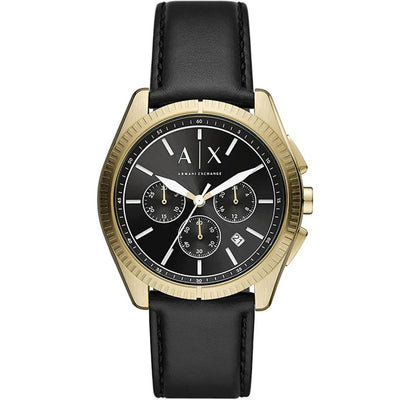 Armani Exchange Giacomo AX2854 analog herrklocka med svart urtavla och armband i läder