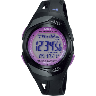 Casio Classic STR-300-1CEG digital unisexklocka med lila urtavla och armband i resin