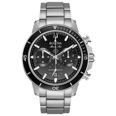 Bulova Marine Star 96B272 analog herrklocka med svart urtavla och armband i rostfritt stål
