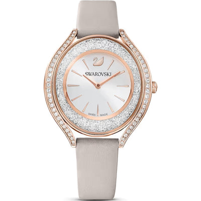 Swarovski Crystalline aura 5519450 analog damklocka med silver urtavla och armband i läder