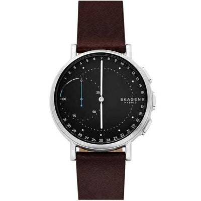 Skagen Signatur SKT1111 analog herrklocka med svart urtavla och armband i läder