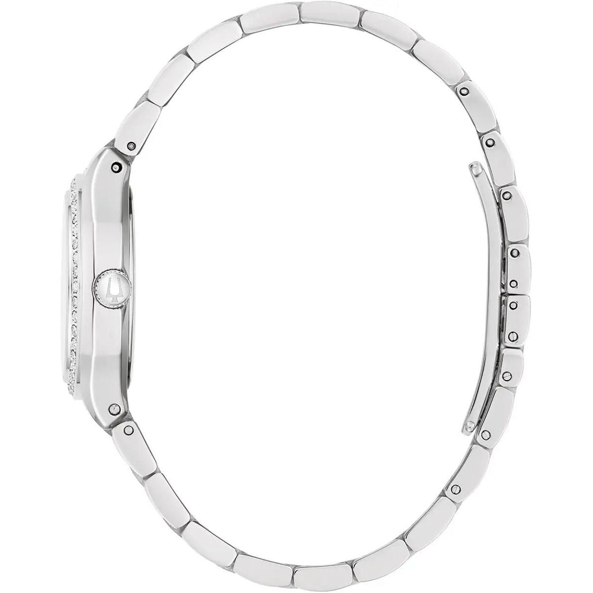 Bulova Surveyor Diamond 96R245 analog damklocka med silver urtavla och armband i rostfritt stål