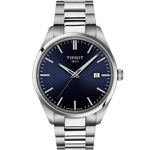 Tissot PR 100 T150.410.11.041.00 analog herrklocka med blå urtavla och armband i rostfritt stål