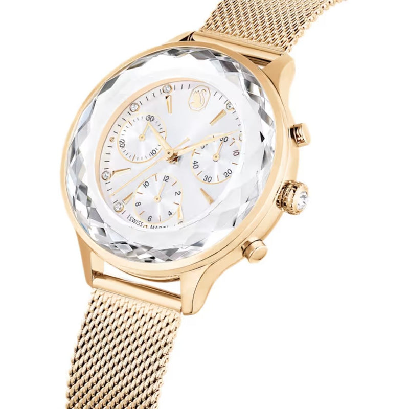 Swarovski Nova chrono 5677500 analog damklocka med vit urtavla och armband i rostfritt stål