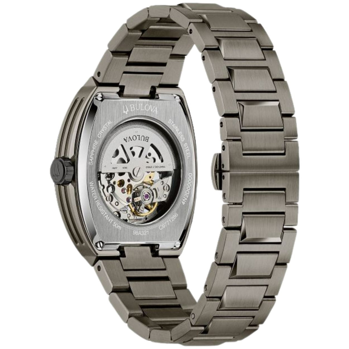 Bulova Maquina Automatic 98A321 analog herrklocka med grön urtavla och armband i rostfritt stål