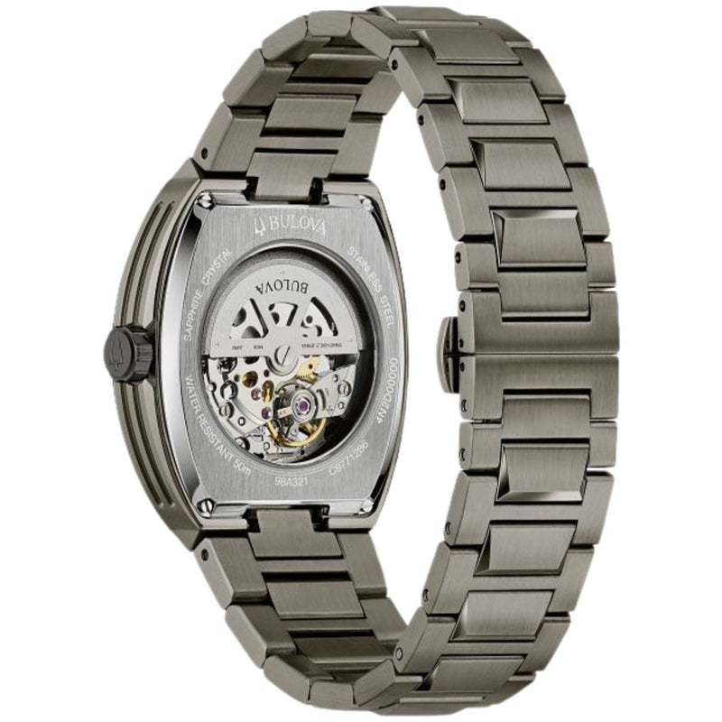 Bulova Maquina Automatic 98A321 analog herrklocka med grön urtavla och armband i rostfritt stål