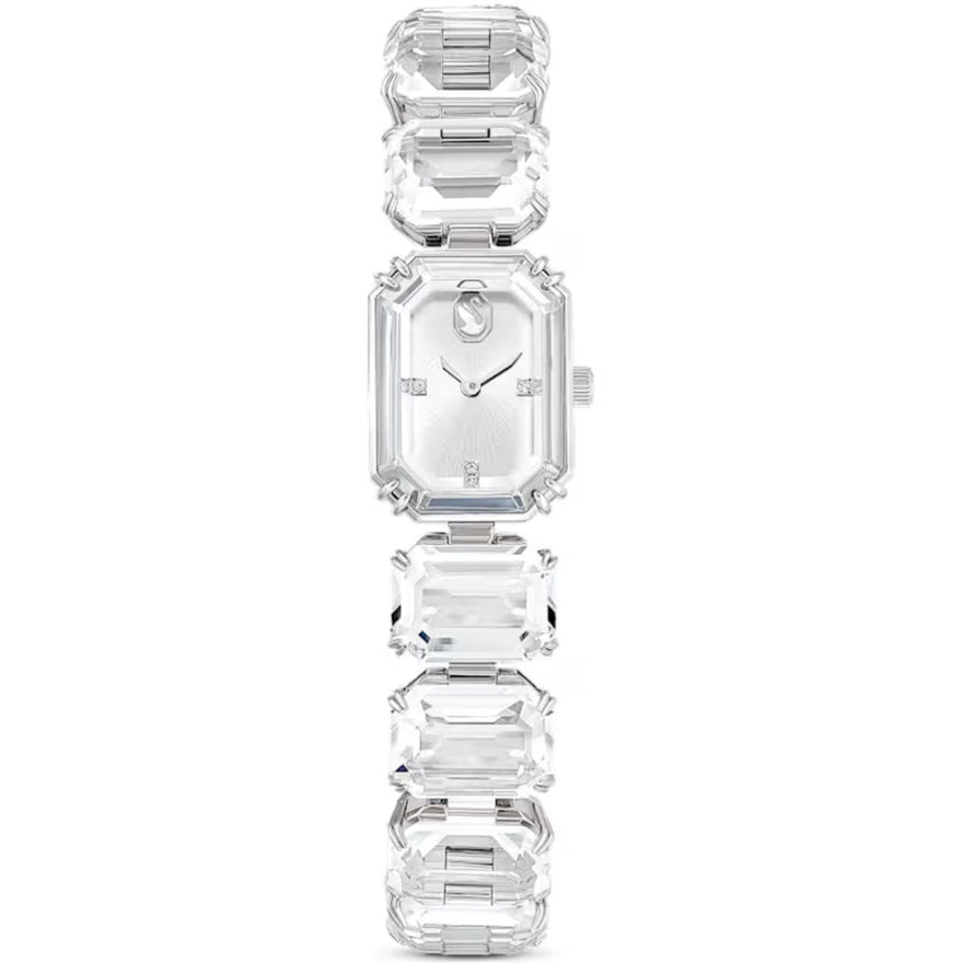 Swarovski Octagon cut bracelet 5729182 analog damklocka med vit urtavla och armband i rostfritt stål