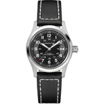 Hamilton Khaki Field Auto H70455733 analog herrklocka med svart urtavla och armband i läder