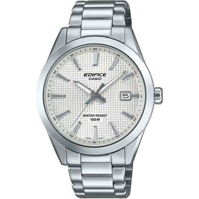 Casio Edifice EFV-160D-7AVEF analog herrklocka med silver urtavla och armband i rostfritt stål