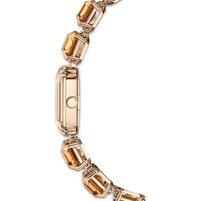 Swarovski Octagon cut bracelet 5729841 analog damklocka med brun urtavla och armband i rostfritt stål