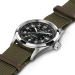 Hamilton Khaki Field Auto 38mm Call of Duty H70475930 analog herrklocka med svart urtavla och armband i textil