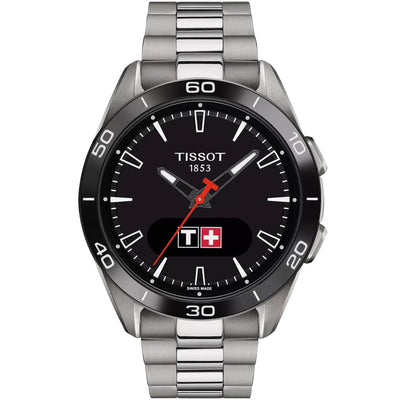 Tissot T-Touch Connect Sport T153.420.44.051.00 digital herrklocka med svart urtavla och armband i titan