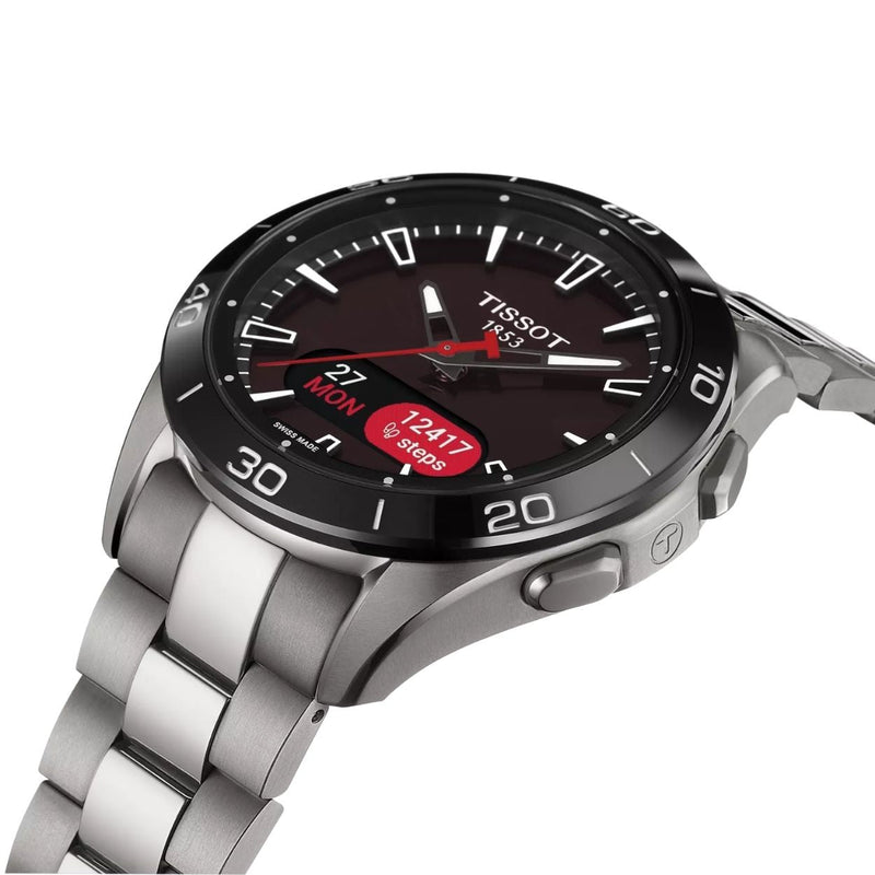 Tissot T-Touch Connect Sport T153.420.44.051.00 digital herrklocka med svart urtavla och armband i titan
