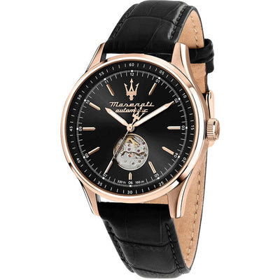 Maserati Sorpasso R8821124001 analog herrklocka med svart urtavla och armband i läder