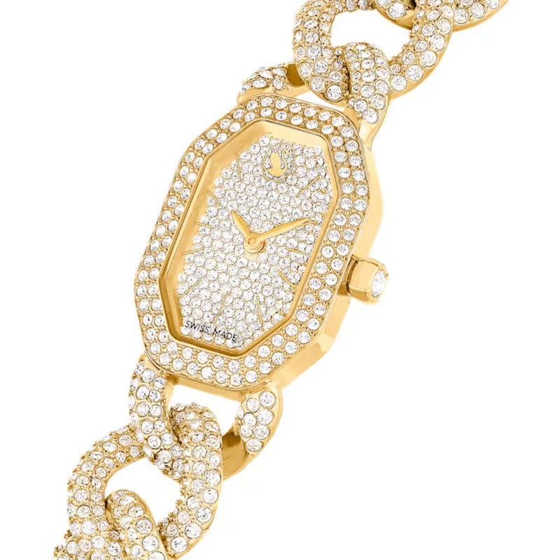 Swarovski Dextera chain 5668854 analog damklocka med guld urtavla och armband i rostfritt stål