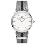 Daniel Wellington Iconic NATO DW00100679 analog damklocka med vit urtavla och armband i nylon
