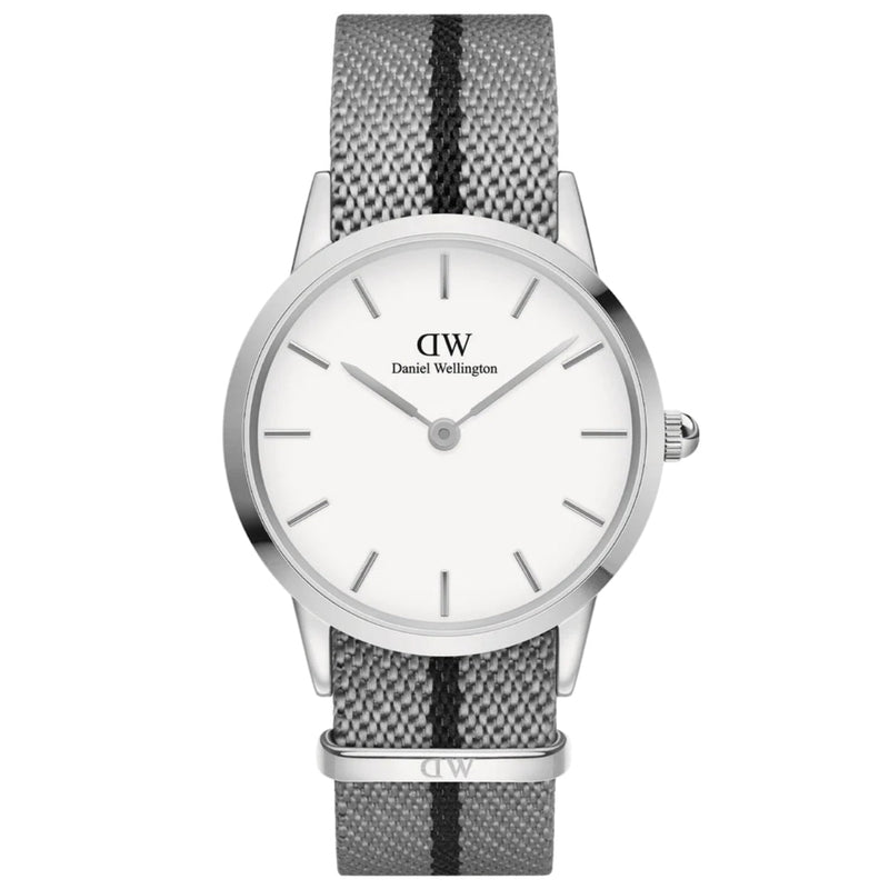 Daniel Wellington Iconic NATO DW00100679 analog damklocka med vit urtavla och armband i nylon