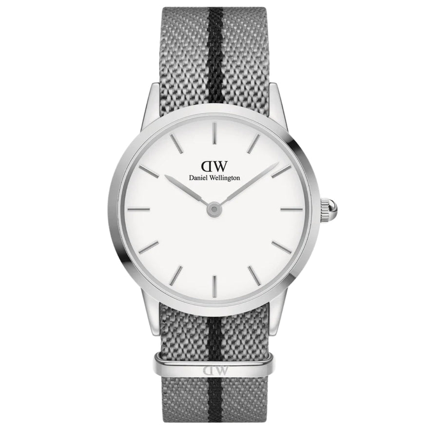 Daniel Wellington Iconic NATO DW00100679 analog damklocka med vit urtavla och armband i nylon