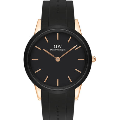 Daniel Wellington Iconic Motion DW00100611 analog herrklocka med svart urtavla och armband i silikon