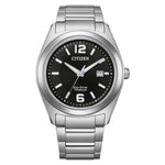 Citizen Super Titanium Eco-Drive AW1641-81E analog herrklocka med svart urtavla och armband i titan