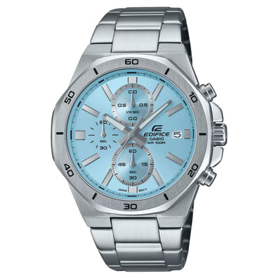 Casio Edifice EFV-640D-2BVUEF analog herrklocka med blå urtavla och armband i rostfritt stål