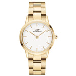 Daniel Wellington Iconic Link Ø32mm DW00100565 analog damklocka med vit urtavla och armband i rostfritt stål
