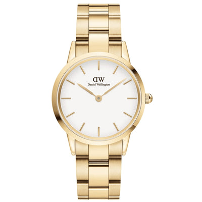 Daniel Wellington Iconic Link Ø32mm DW00100565 analog damklocka med vit urtavla och armband i rostfritt stål
