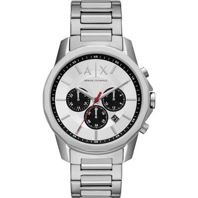 Armani Exchange Banks AX1742 analog herrklocka med silver urtavla och armband i rostfritt stål
