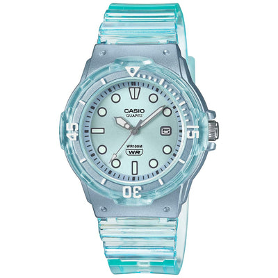 Casio Timeless LRW-200HS-2EVEF analog damklocka med blå urtavla och armband i resin