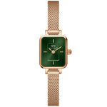 Daniel Wellington Quadro Mini Melrose Emerald analog damklocka med grön urtavla och armband i rostfritt stål