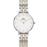 Daniel Wellington Petite Lumine 5-Link Two-Tone analog damklocka med vit urtavla och armband i rostfritt stål