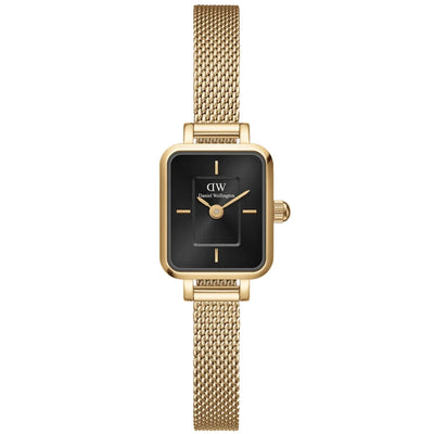 Daniel Wellington Quadro Mini Evergold Onyx analog damklocka med svart urtavla och armband i rostfritt stål
