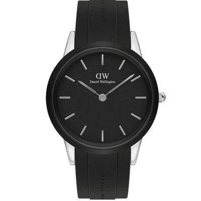 Daniel Wellington Iconic Motion DW00100612 analog herrklocka med svart urtavla och armband i silikon